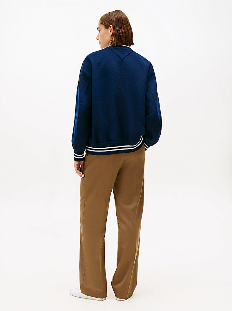 Kadın Wool Varsity Bomber Ceket Lacivert WW0WW47760C1G