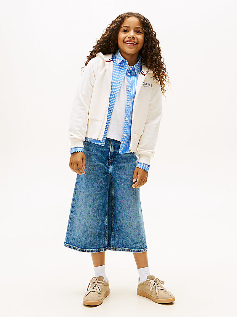 Kız Çocuk High Rib Sweatshirt Beyaz KG0KG08988YBH