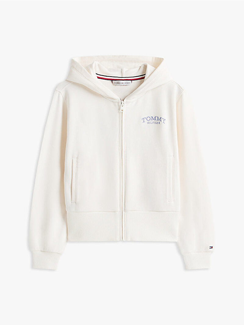 Kız Çocuk High Rib Sweatshirt Beyaz KG0KG08988YBH