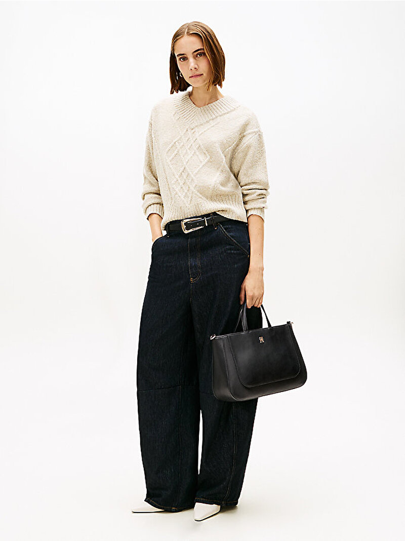 Kadın TH Glam Satchel Çanta Siyah AW0AW18145BDS