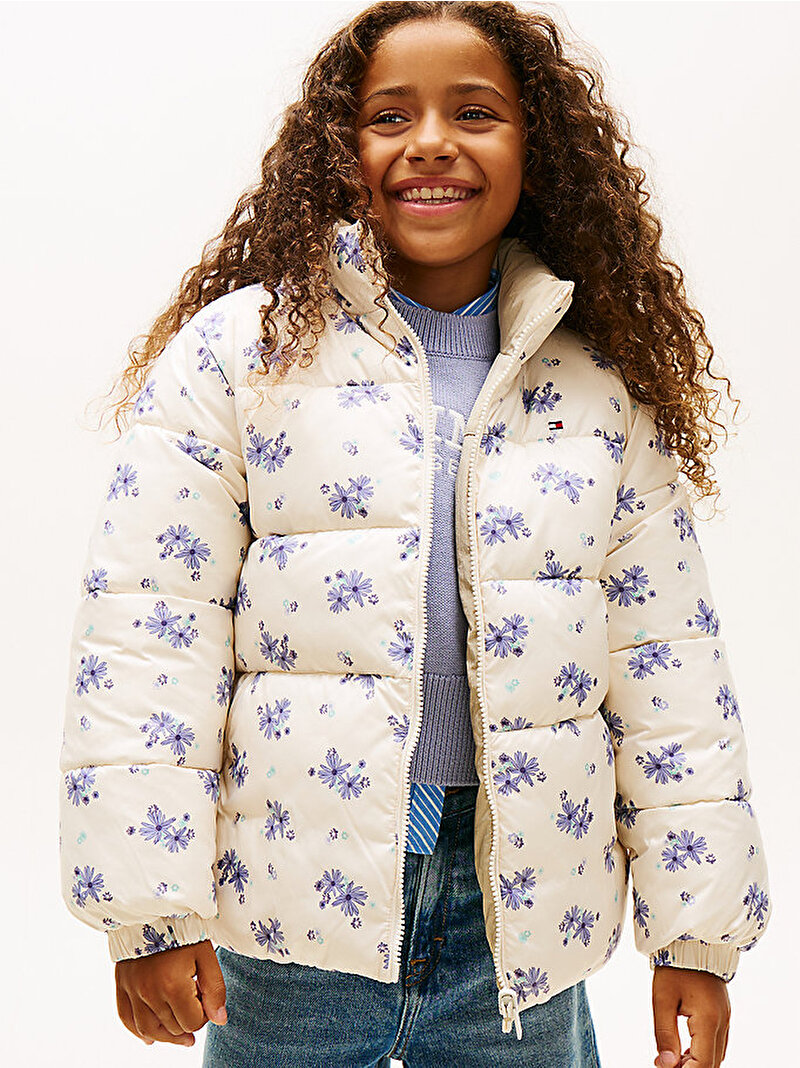 Kız Çocuk Flower Reversible Puffer Mont Çok renkli KG0KG09050YBH