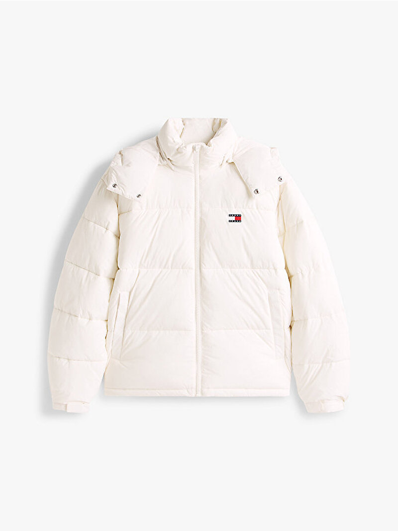Erkek TJM Hooded Flag Puffer Mont Beyaz DM0DM22730YBH