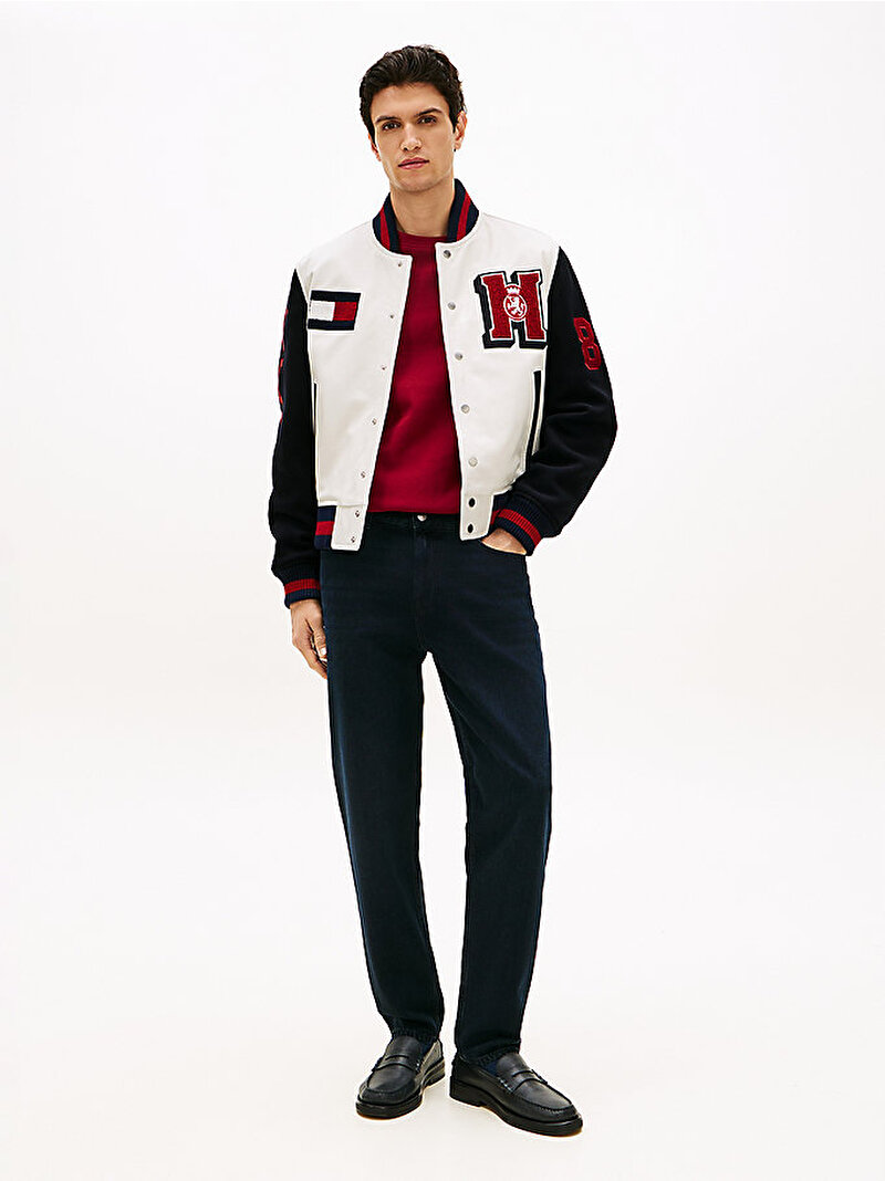 Erkek Leather Varsity Ceket Beyaz MW0MW41866Z00