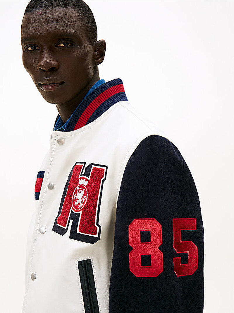 Erkek Leather Varsity Ceket Beyaz MW0MW41866Z00