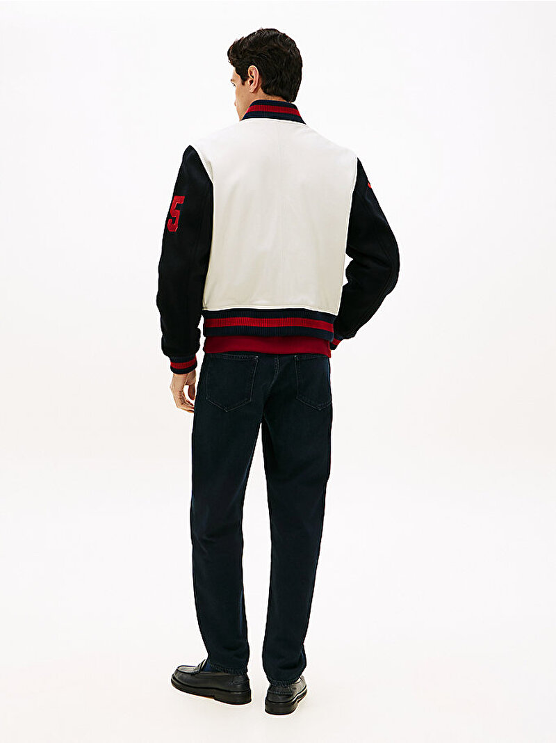 Erkek Leather Varsity Ceket Beyaz MW0MW41866Z00