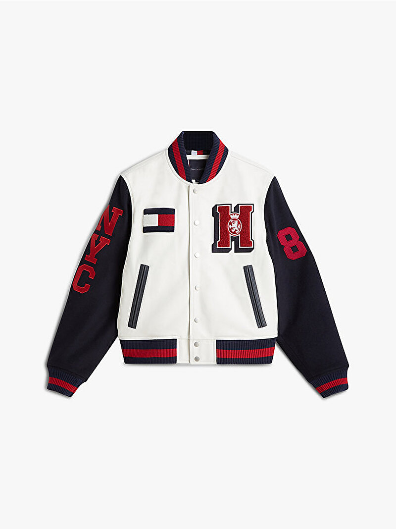 Erkek Leather Varsity Ceket Beyaz MW0MW41866Z00