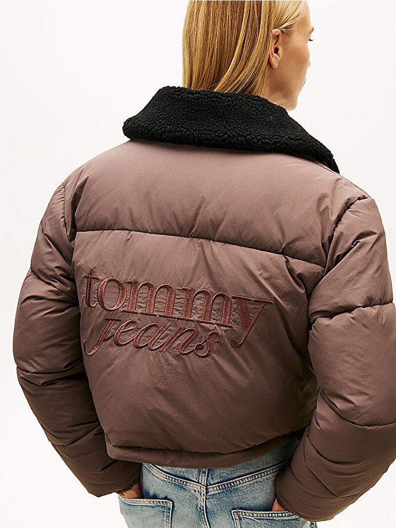 Kadın TJW Teddy Collar Puffer Mont Kahverengi DW0DW22049GW1