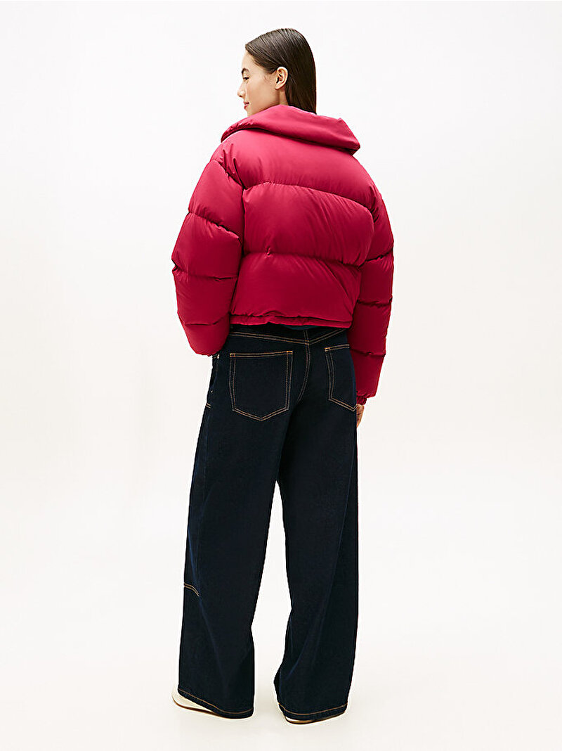 Kadın TJW Crop Badge Colar Puffer Mont Kırmızı DW0DW20390VLC