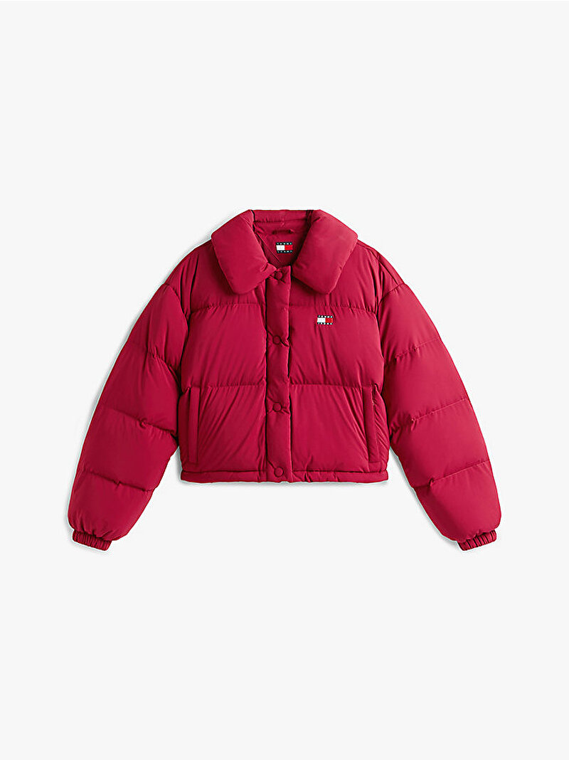 Kadın TJW Crop Badge Colar Puffer Mont Kırmızı DW0DW20390VLC
