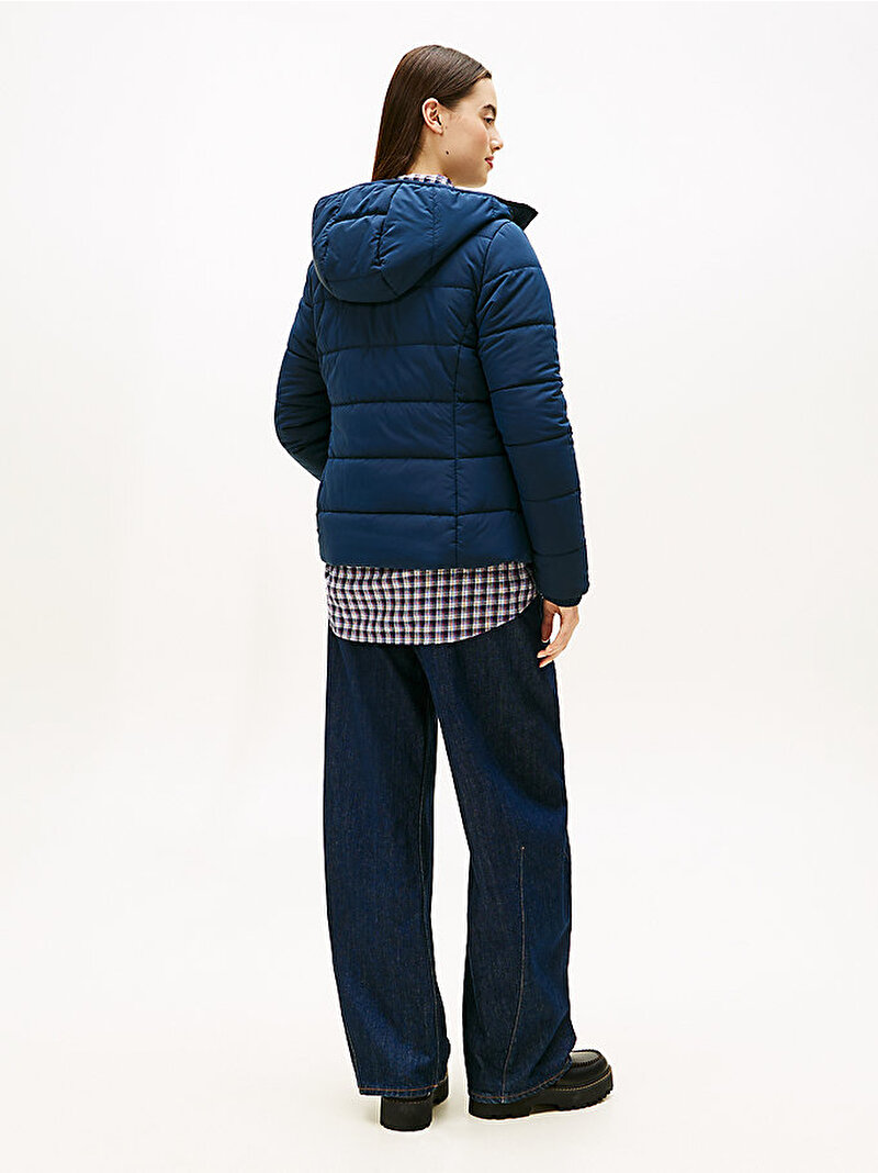 Kadın TJW Slim Hooded Puffer Mont Lacivert DW0DW20959C1G