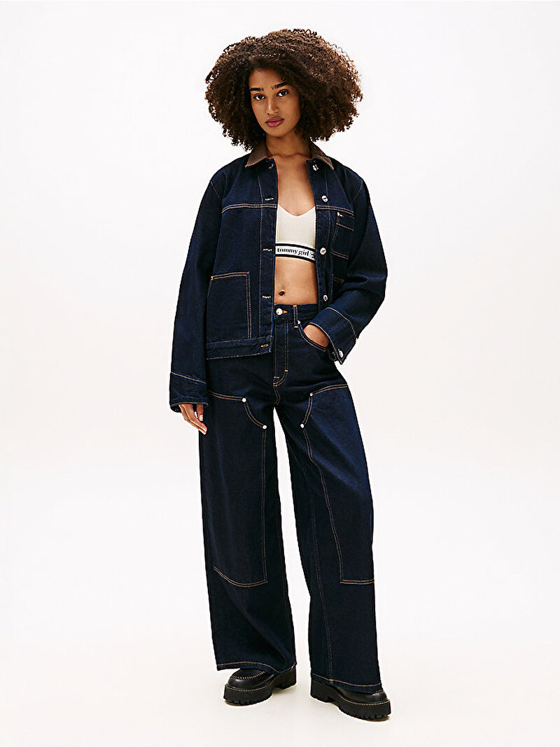 Kadın Oversize Chore Denim Ceket Lacivert DW0DW219811BK