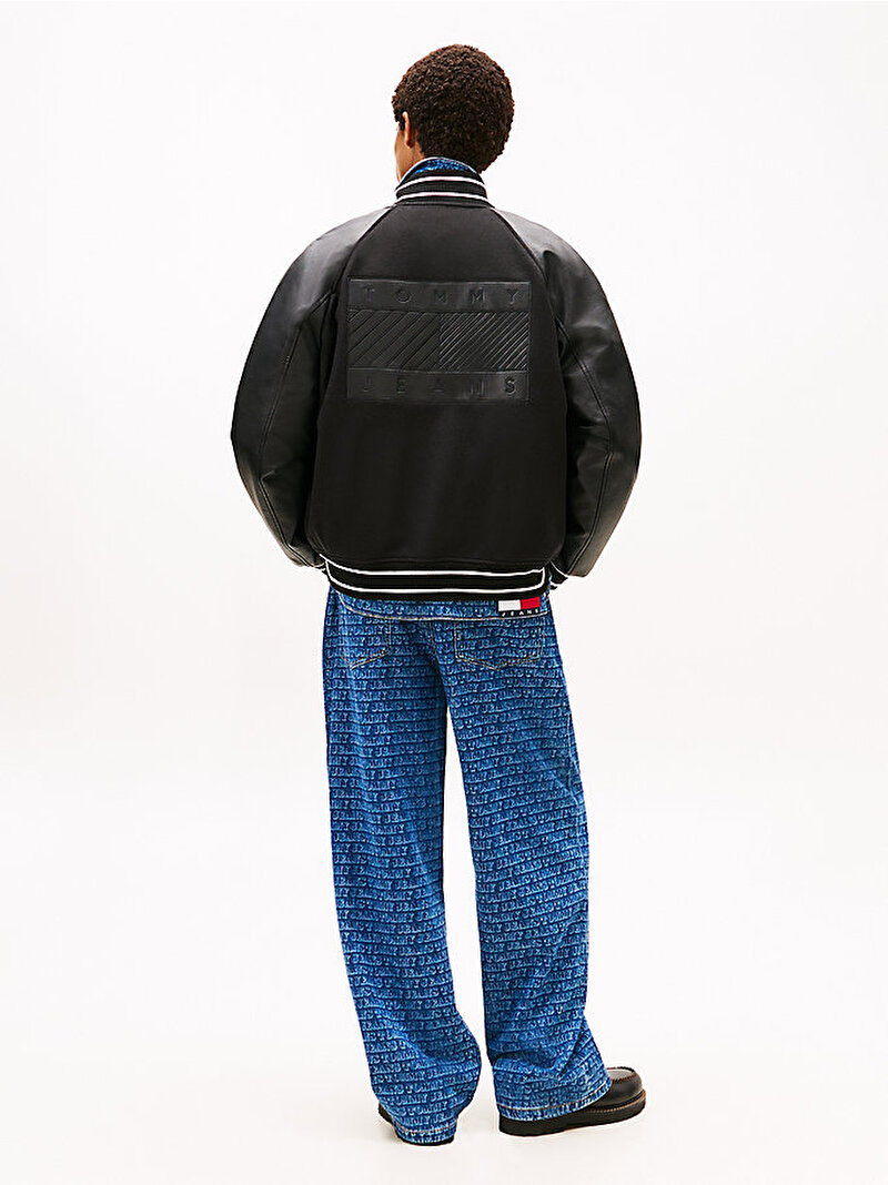 Erkek TJM Flag Varsity Bomber Ceket Siyah DM0DM22439BDS