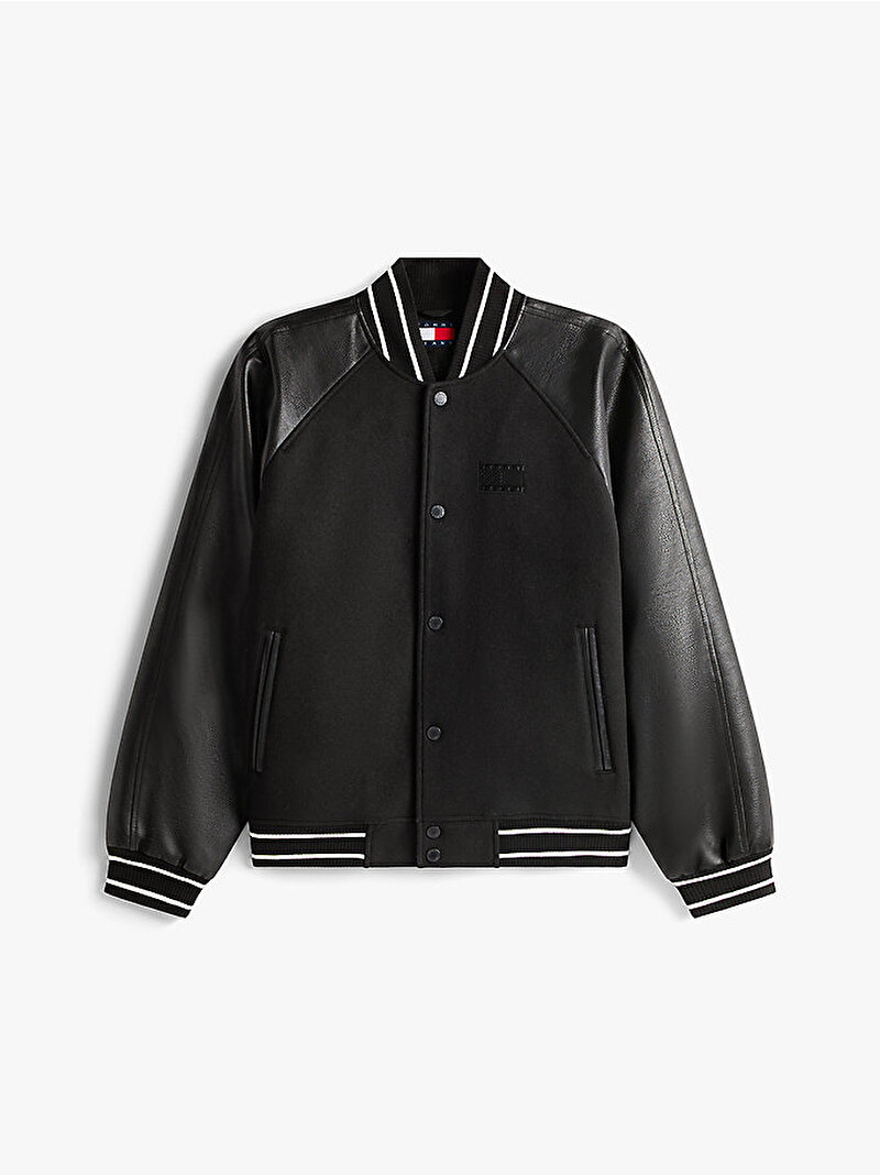 Erkek TJM Flag Varsity Bomber Ceket Siyah DM0DM22439BDS