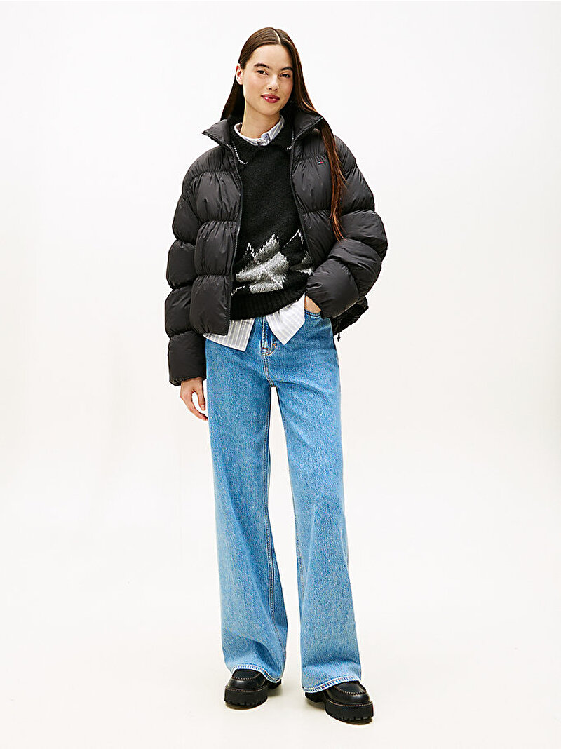 Kadın TJW Rouched Puffer Mont Siyah DW0DW22042BDS