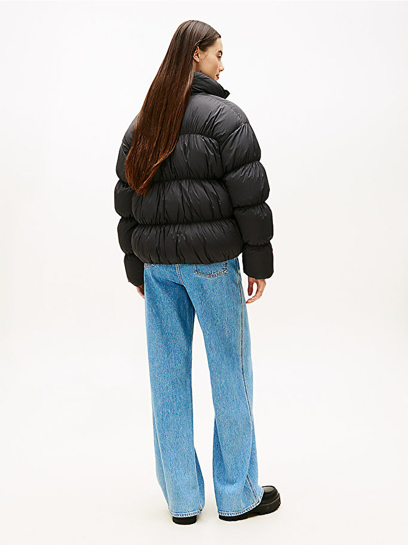 Kadın TJW Rouched Puffer Mont Siyah DW0DW22042BDS