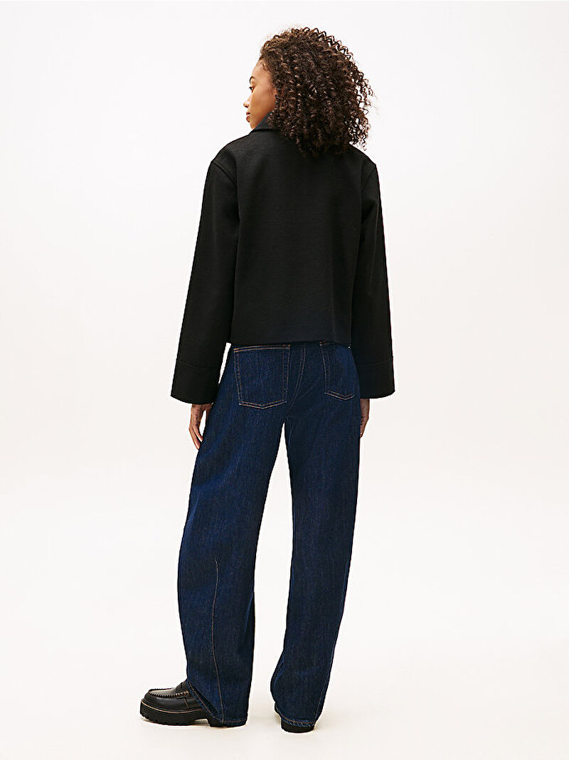 Kadın TJW Zip Front Wool Ceket Siyah DW0DW22043BDS