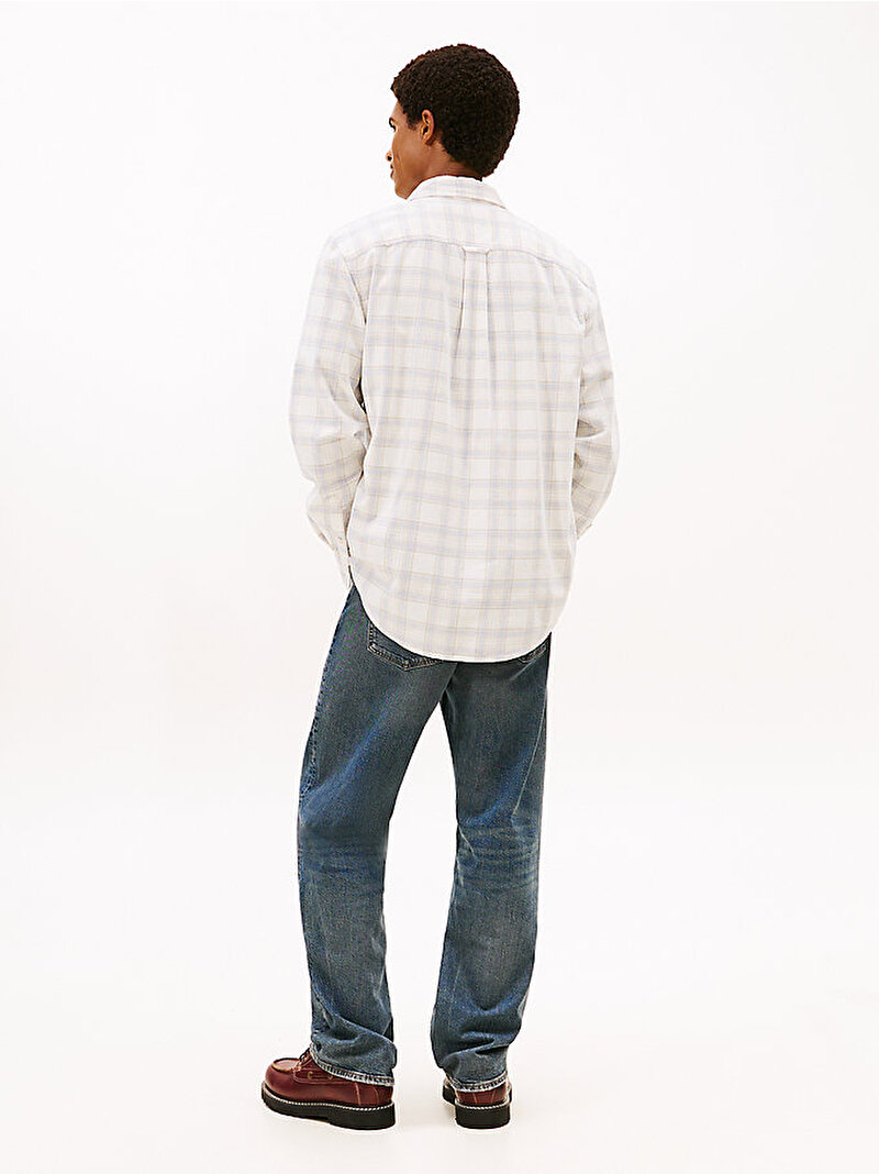 Erkek TJM Regular Check Cord Gömlek Beyaz DM0DM22408YBH