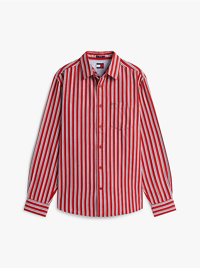 Erkek TJM Relax Stripe Gömlek Kırmızı DM0DM22406XL0