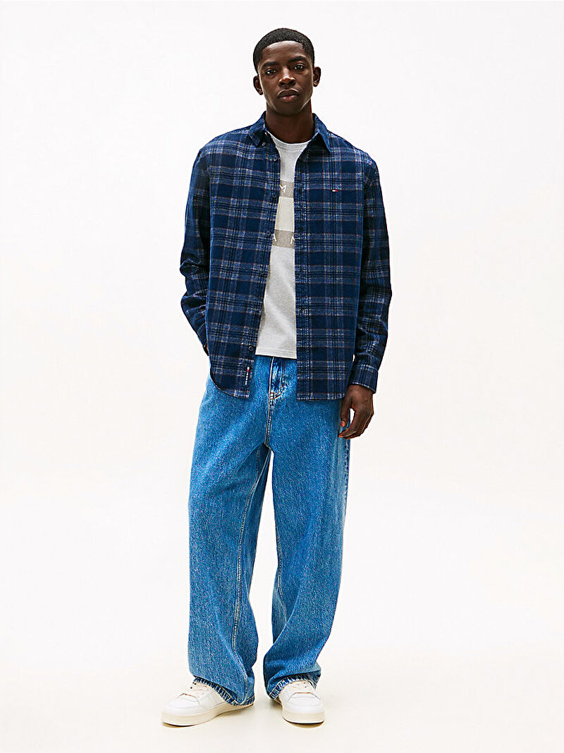 Erkek TJM Regular Check Cord Gömlek Lacivert DM0DM22408C1G