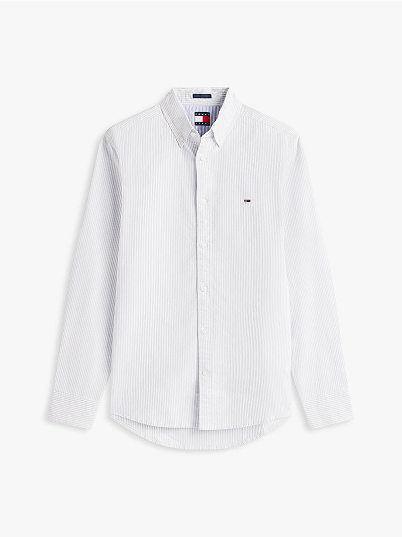 Erkek TJM Slim Stripe Oxford Gömlek Mavi DM0DM20668C5X