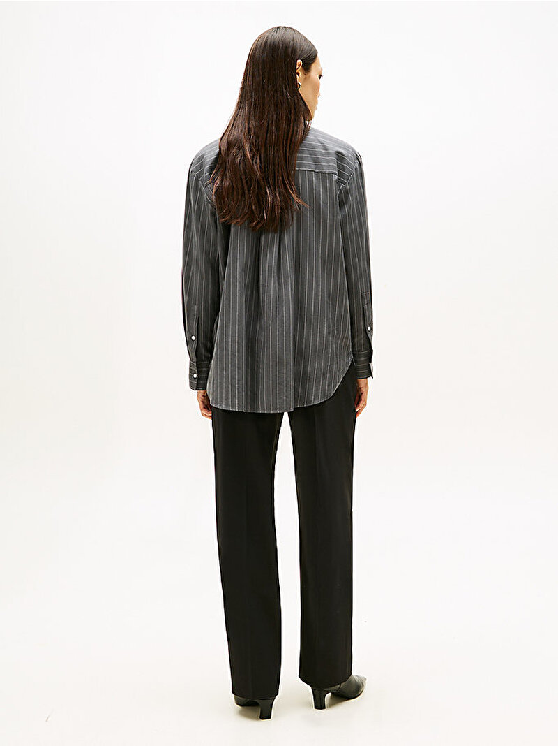 Kadın Soft Flannel Easy Fit Gömlek Gri WW0WW468510CT