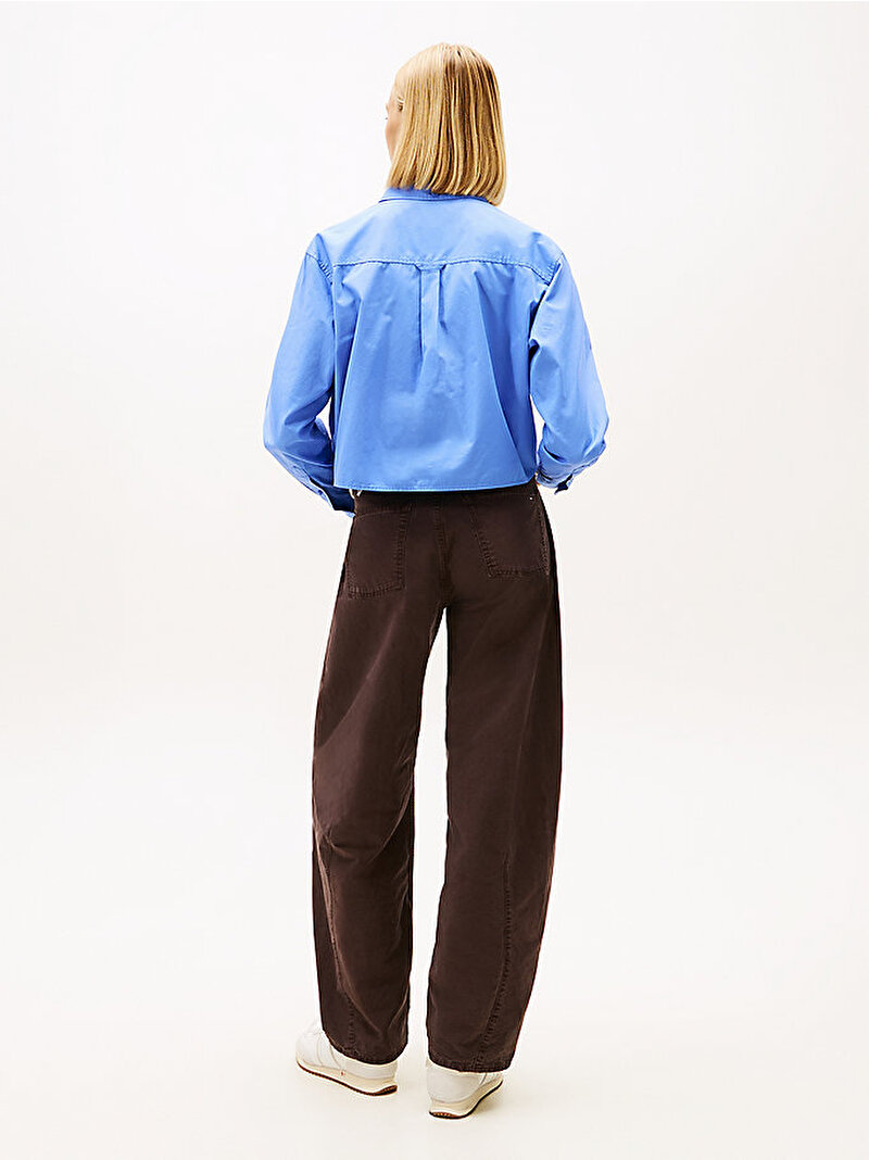 Kadın TJW Crop Relax Gömlek Mavi DW0DW22078C58