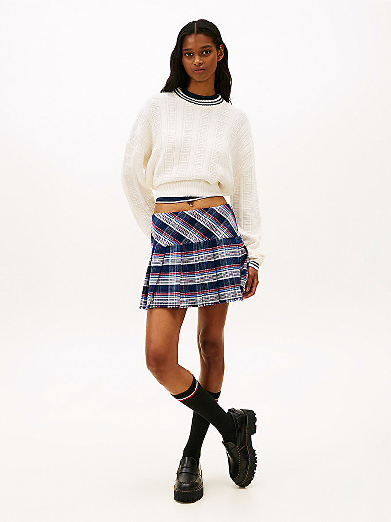 Kadın TJW Boxy Flag Cable Kazak Beyaz DW0DW22025YBH