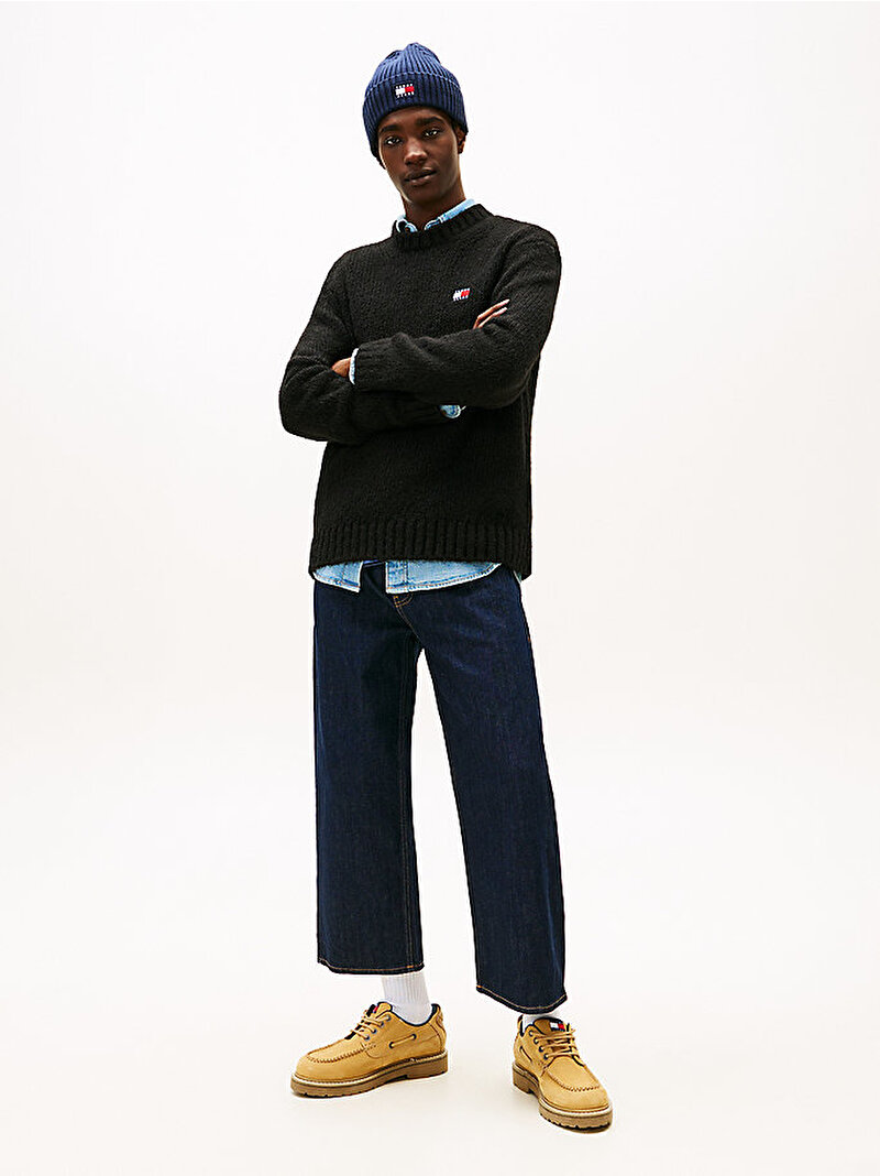 Erkek TJM Regular Cosy Texture Kazak Siyah DM0DM22718BDS