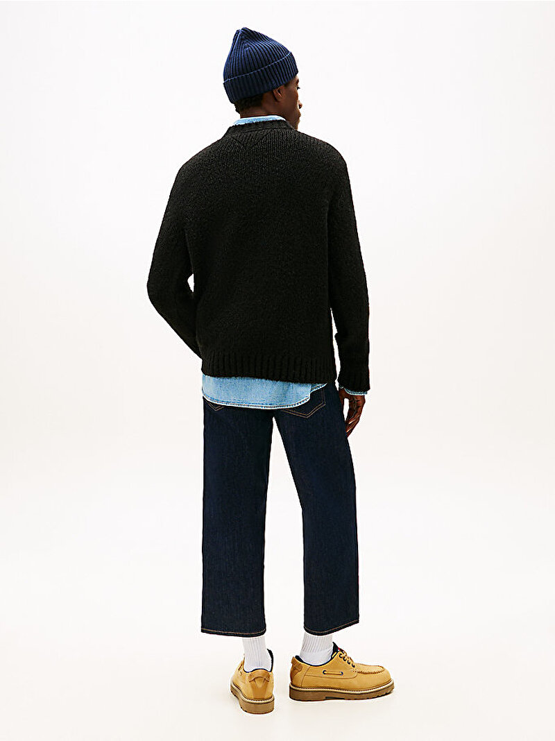 Erkek TJM Regular Cosy Texture Kazak Siyah DM0DM22718BDS