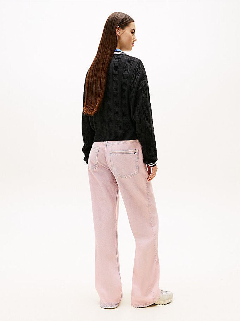 Kadın TJW Boxy Flag Cable Kazak Siyah DW0DW22025BDS