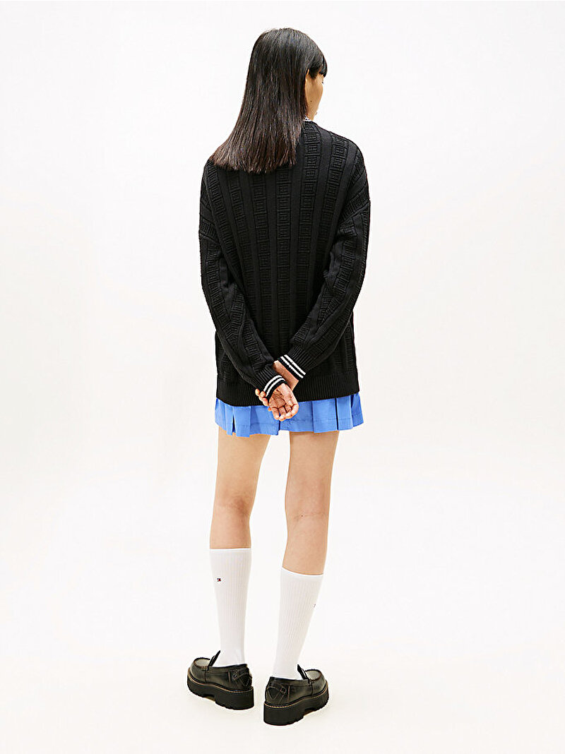 Kadın TJW Flag Cable Hırka Siyah DW0DW22026BDS