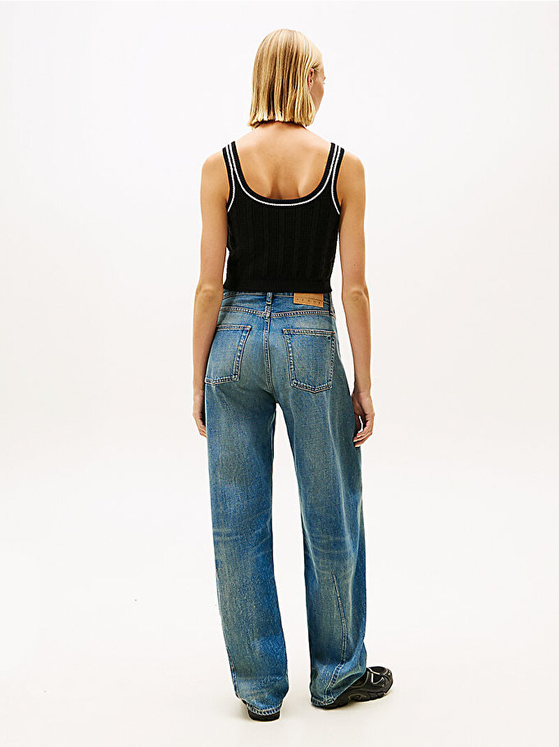 Kadın TJW Flag Cable Crop Kazak Siyah DW0DW22027BDS