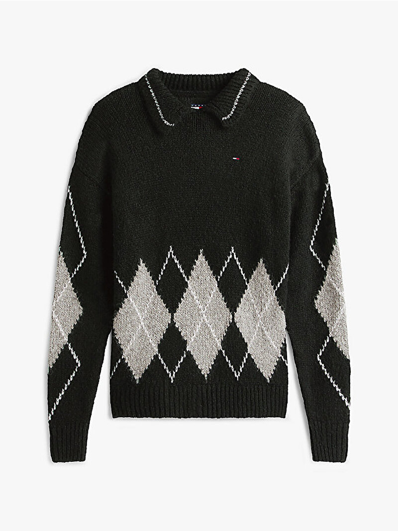 Kadın TJW Argyle Polo Kazak Siyah DW0DW22559BDS