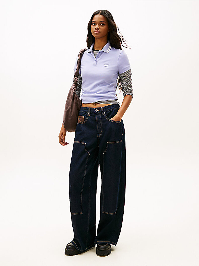 Kadın TJW Slim Badge Polo T-shirt Mor DW0DW21932C5U