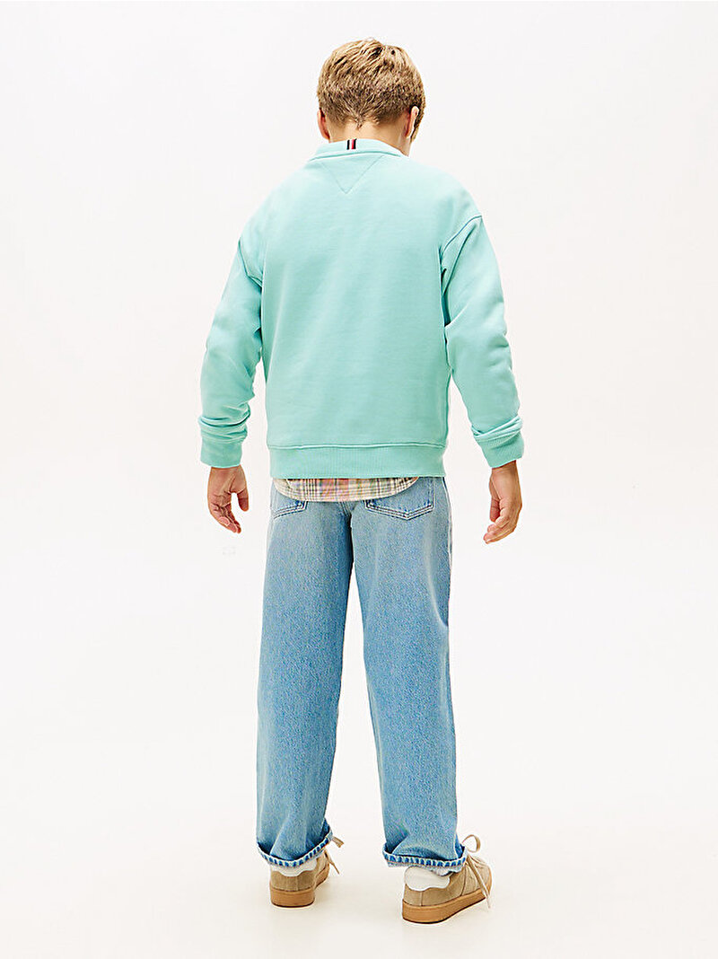 Çocuk Unisex Mini Corp C-neck Sweatshirt Mavi KS0KS00665DAA