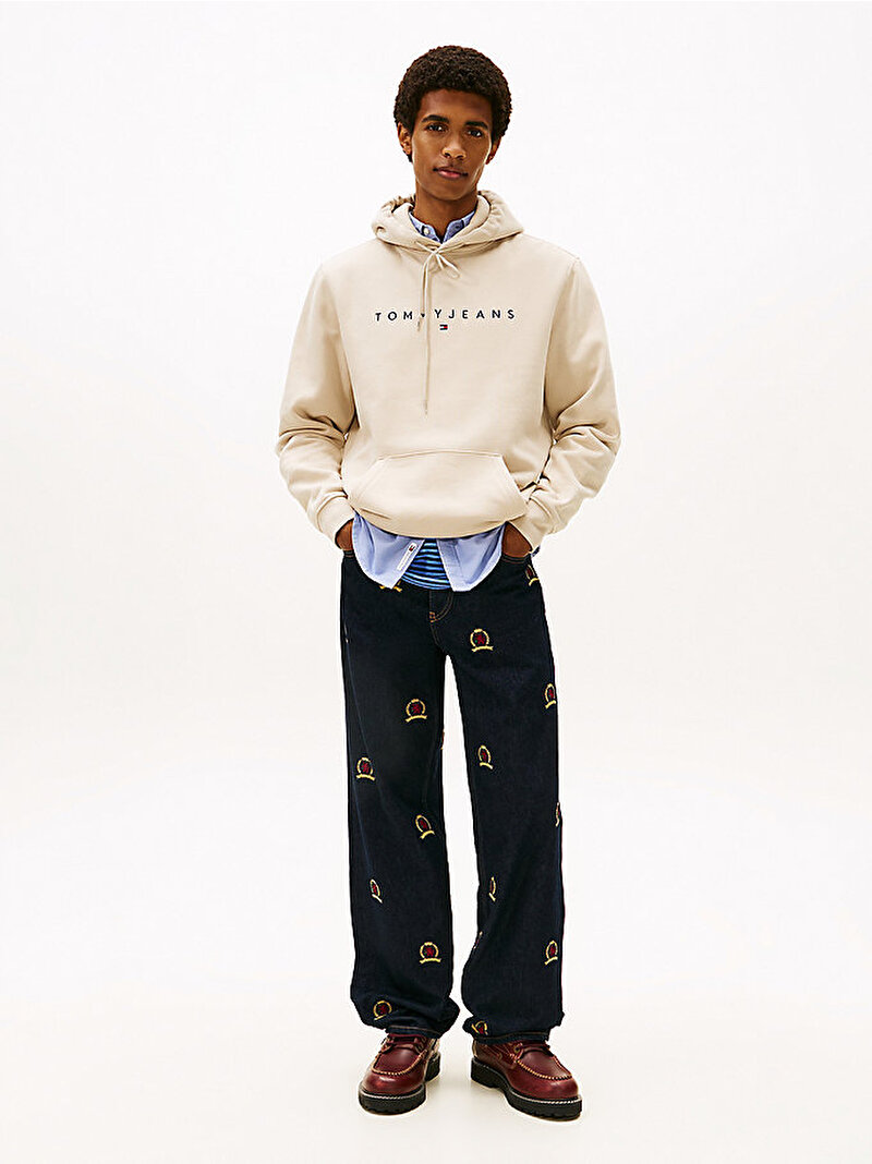 Erkek TJM Regular Linear Logo Sweatshirt Bej DM0DM20746ABY