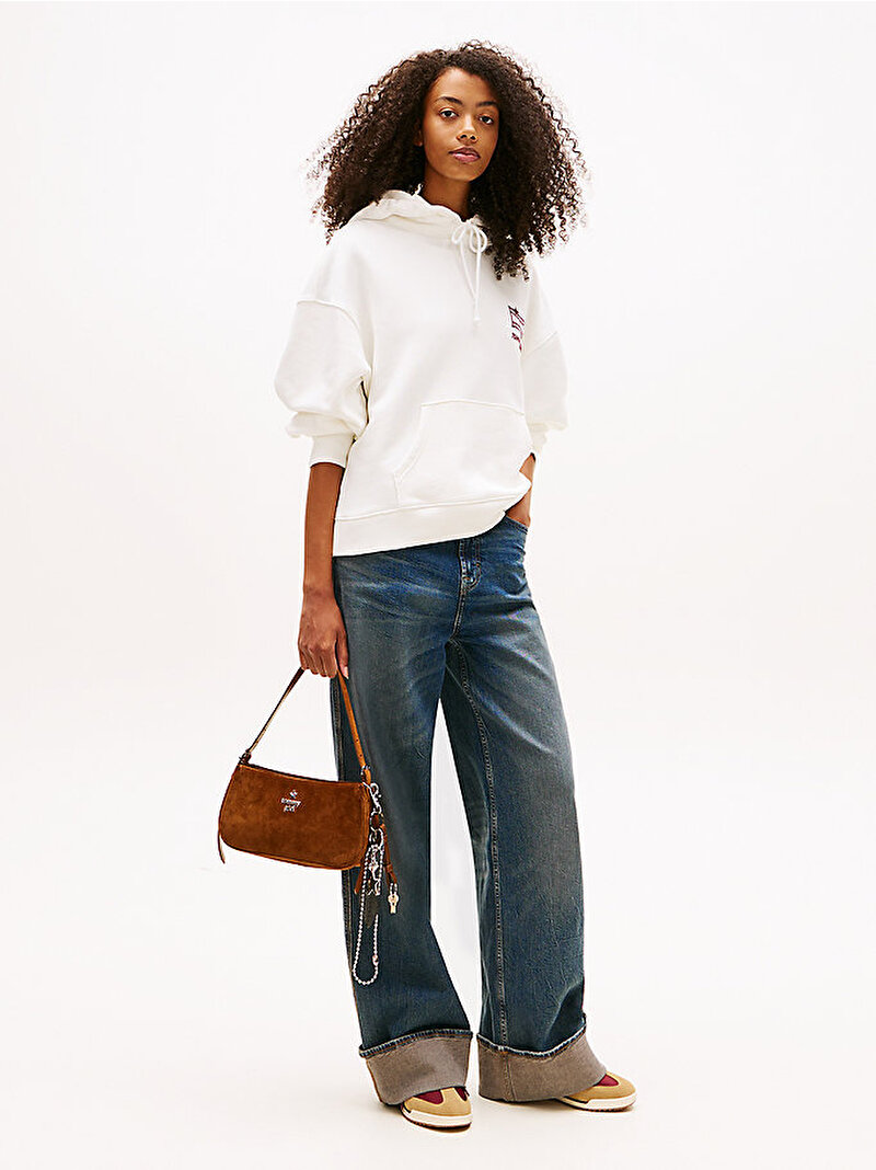 Kadın TJW Relax Graffiti Hoodie Ekru DW0DW21940YBL