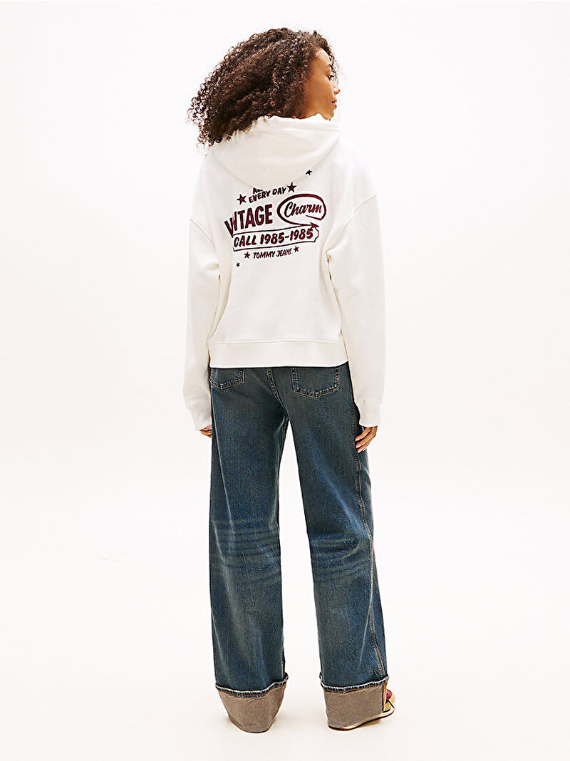 Kadın TJW Relax Graffiti Hoodie Ekru DW0DW21940YBL