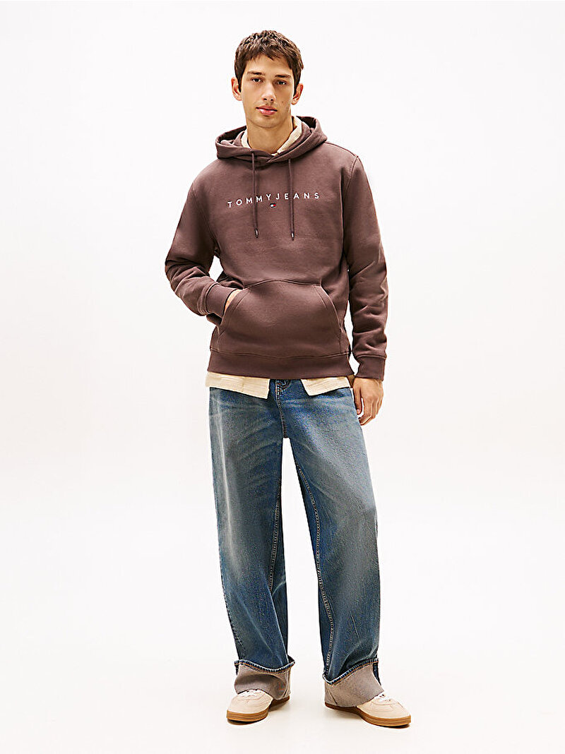 Erkek TJM Regular Linear Logo Sweatshirt Kahverengi DM0DM20746GW1