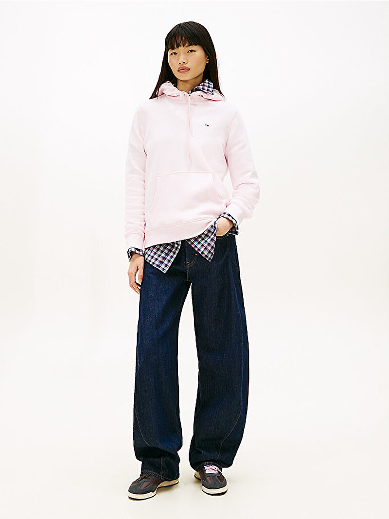Kadın TJW Boxy Badge Hoodie Pembe DW0DW19958TOG