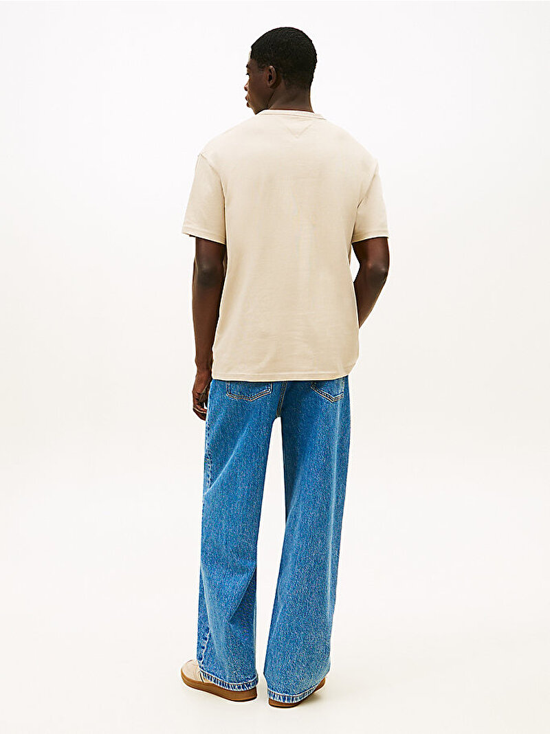 Erkek TJM Relax Linear Logo T-shirt Bej DM0DM21110ABY