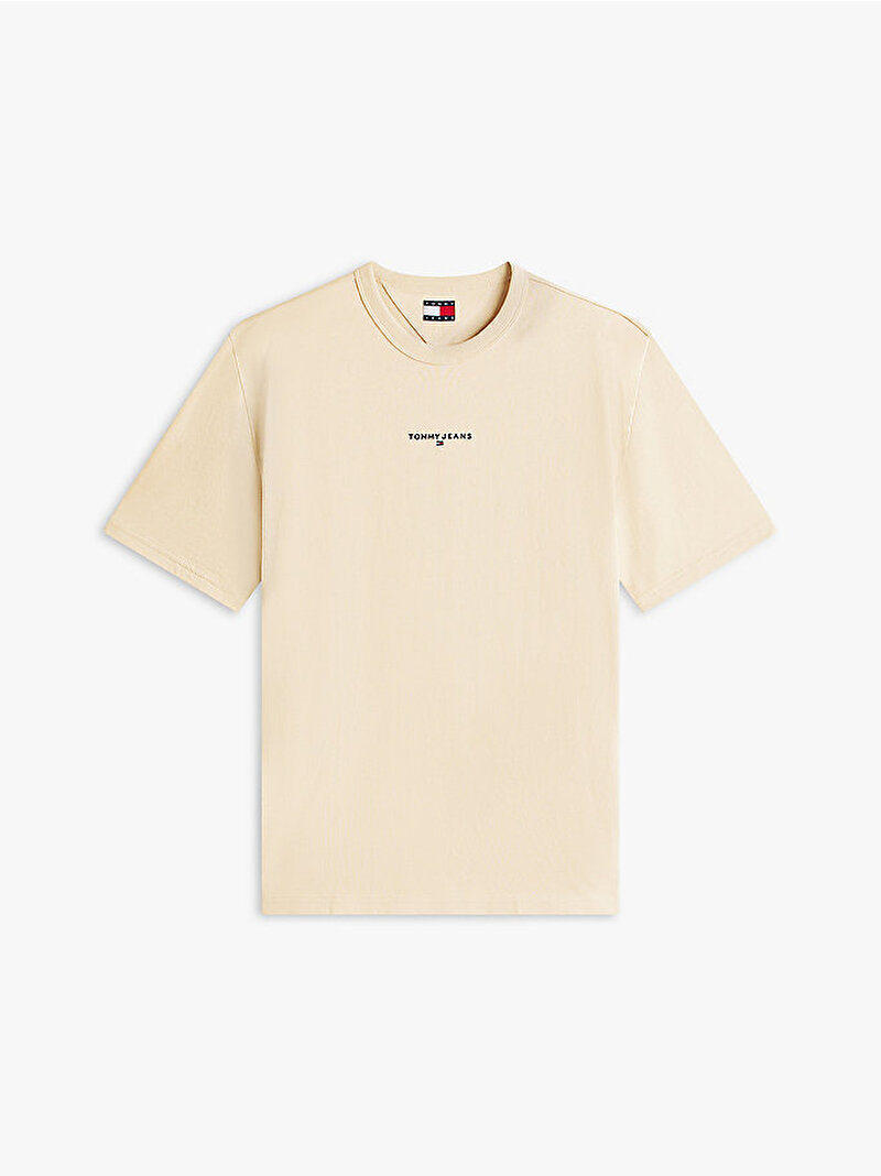 Erkek TJM Relax Linear Logo T-shirt Bej DM0DM21110ABY