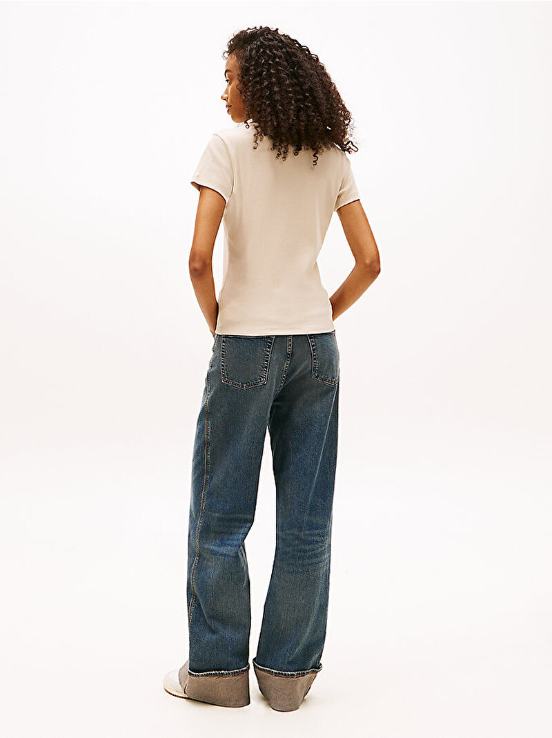 Kadın TJW Slim Essential T-shirt Bej DW0DW17385ABY