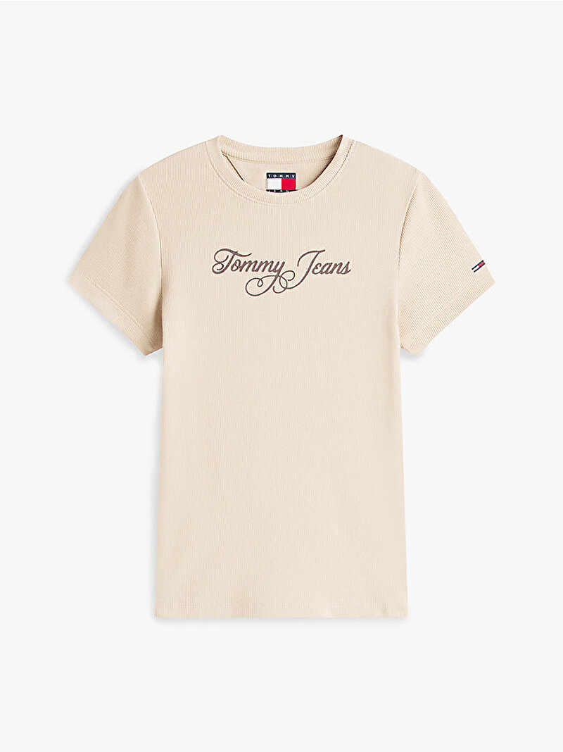 Kadın TJW Slim Essential Logo T-shirt Bej DW0DW21838ABY