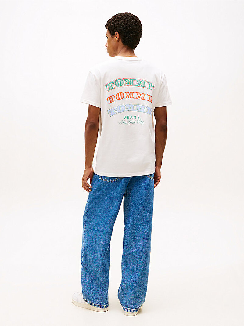 Erkek TJM Regular Dollar Stack T-shirt Beyaz DM0DM22318YBH