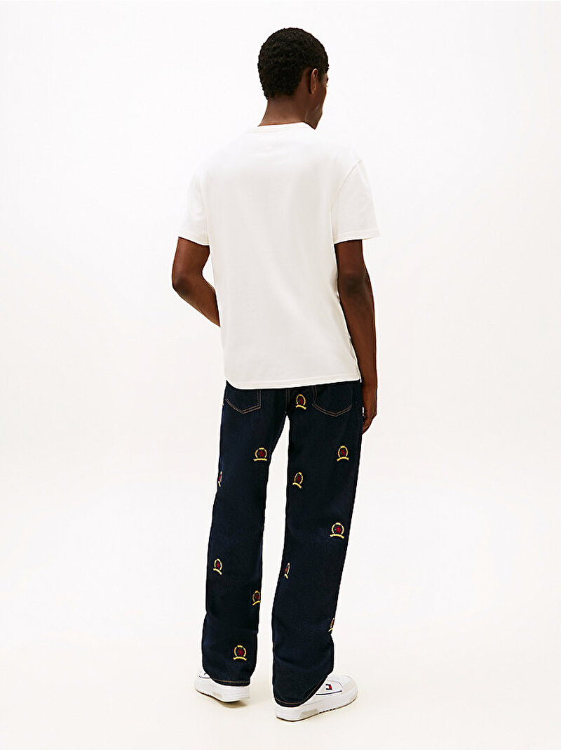 Erkek TJM Regular Applique Graphic T-shirt Beyaz DM0DM22719YBH