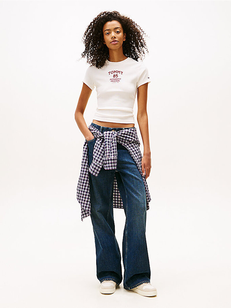 Kadın TJW Slim Tommy 85 T-shirt Beyaz DW0DW21849YBH