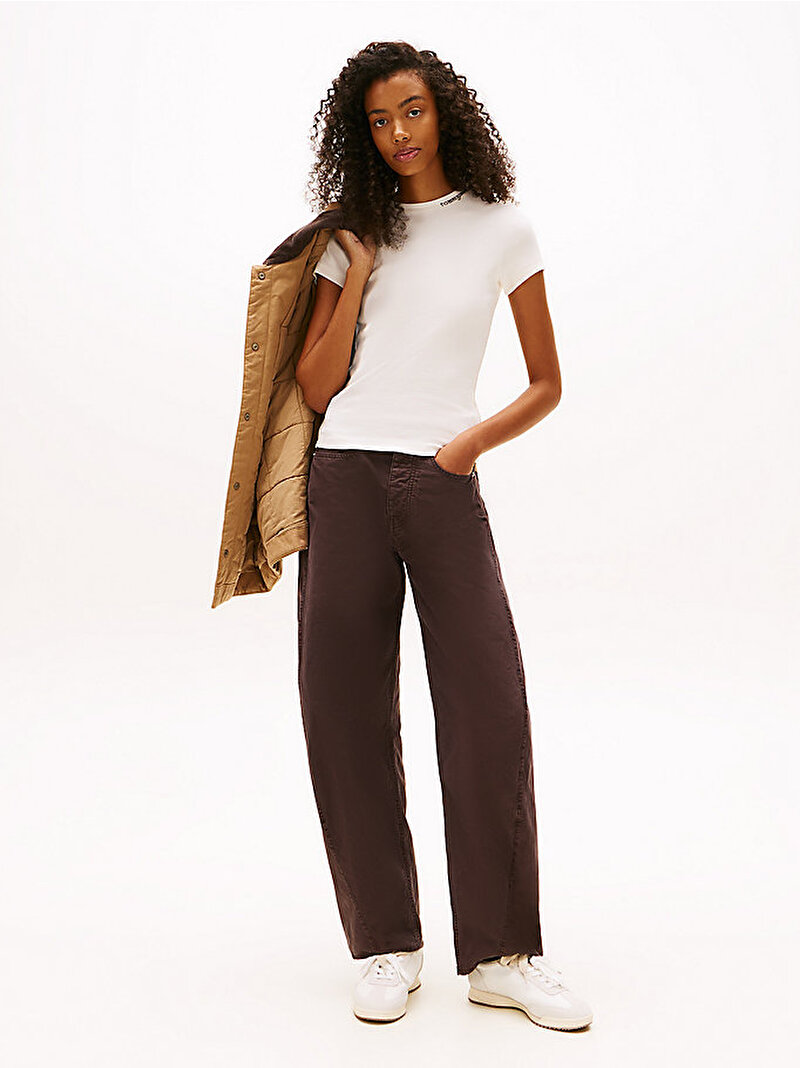 Kadın TJW Slim T-shirt Beyaz DW0DW22079YBH