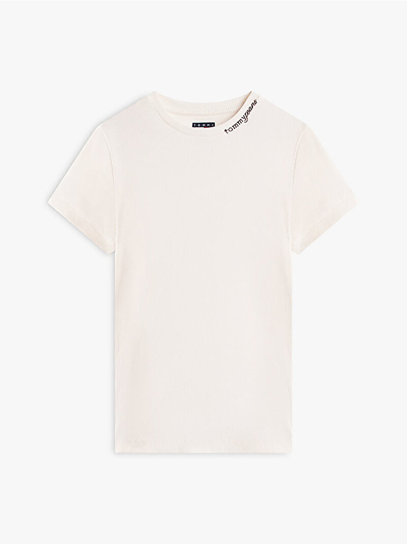 Kadın TJW Slim T-shirt Beyaz DW0DW22079YBH