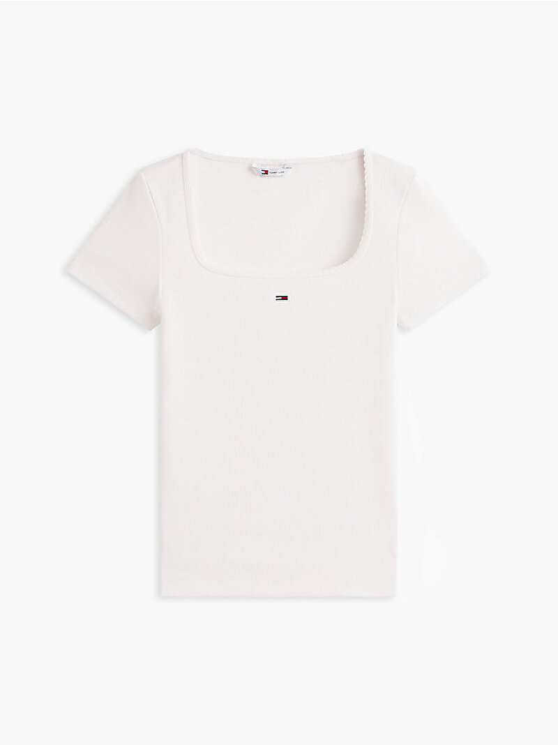 Kadın TJW Slim Soft T-shirt Ekru DW0DW21837YBL